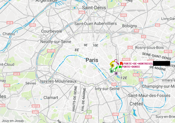 plan itinéraire ratp de Porte Dorée à Porte de Montreuil