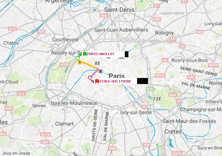 plan itinéraire ratp de Porte Maillot à Ecole Militaire