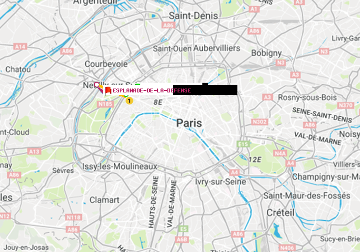 plan itinéraire ratp de Porte Maillot à Esplanade de la Défense