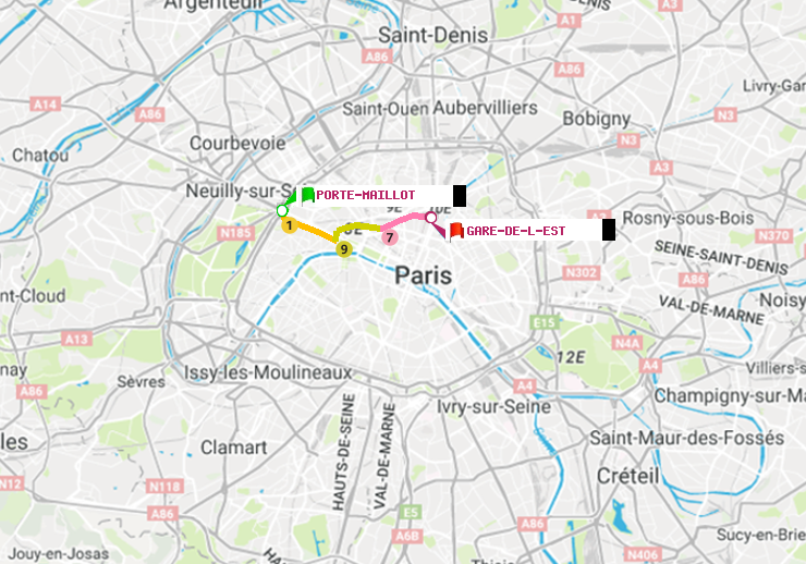 plan itinéraire ratp de Porte Maillot à Gare de l