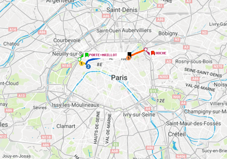 plan itinéraire ratp de Porte Maillot à Hoche