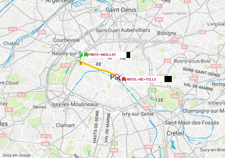 plan itinéraire ratp de Porte Maillot à Hôtel de Ville