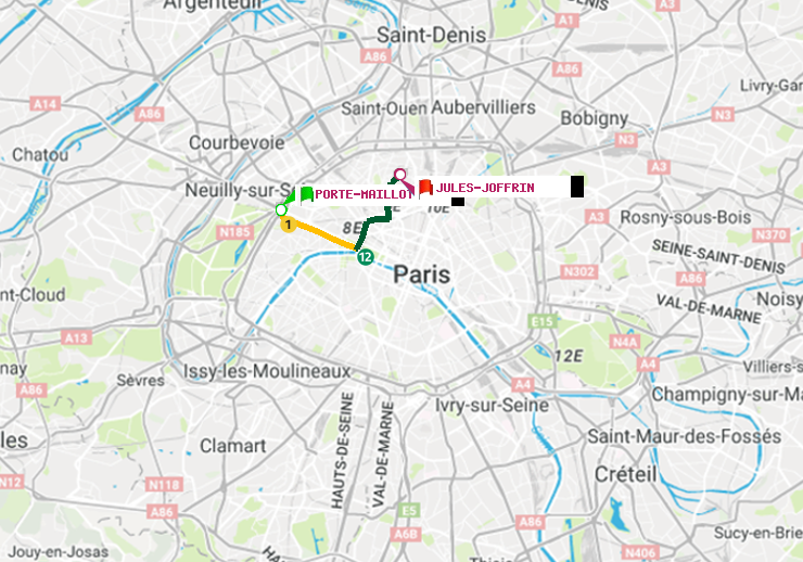 plan itinéraire ratp de Porte Maillot à Jules Joffrin