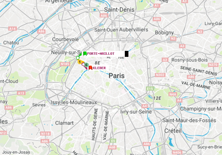 plan itinéraire ratp de Porte Maillot à Kléber