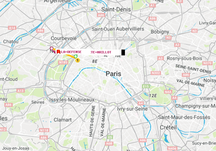 plan itinéraire ratp de Porte Maillot à La Défense (Grande Arche)