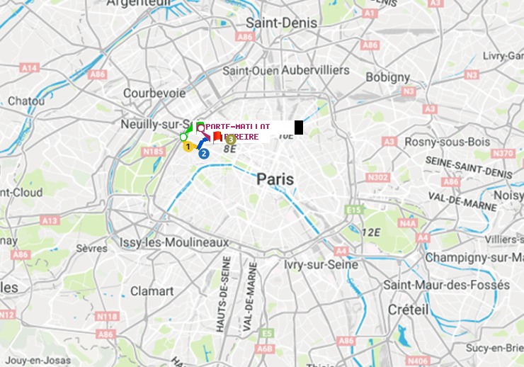 plan itinéraire ratp de Porte Maillot à Péreire