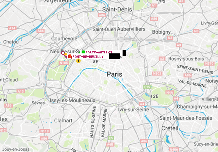 plan itinéraire ratp de Porte Maillot à Pont de Neuilly