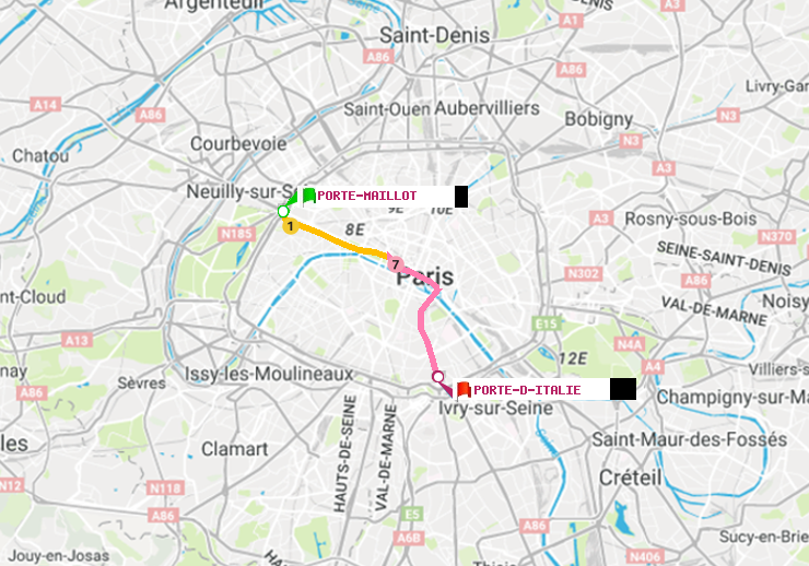 plan itinéraire ratp de Porte Maillot à Porte d