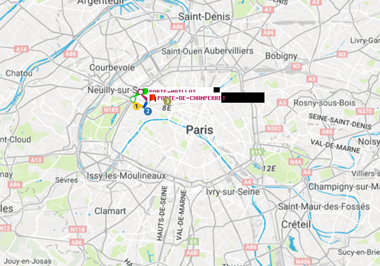 plan itinéraire ratp de Porte Maillot à Porte de Champerret