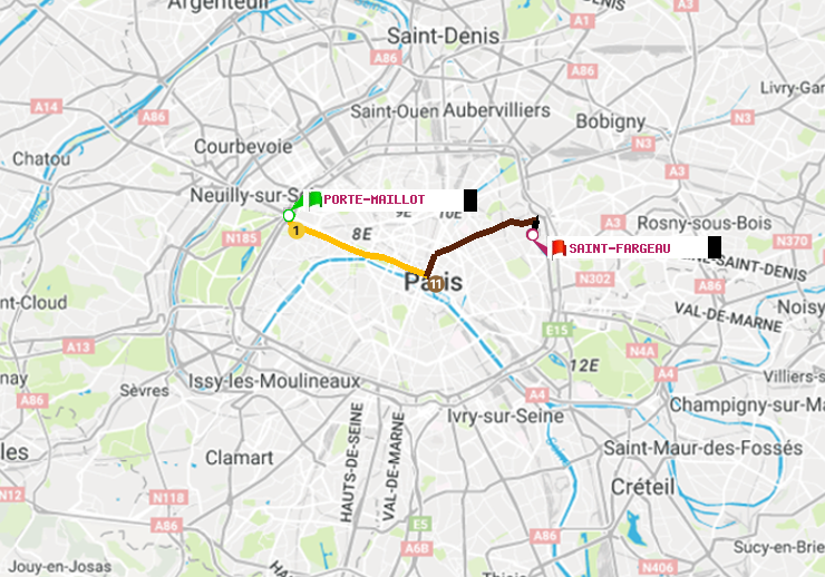 plan itinéraire ratp de Porte Maillot à Saint-Fargeau