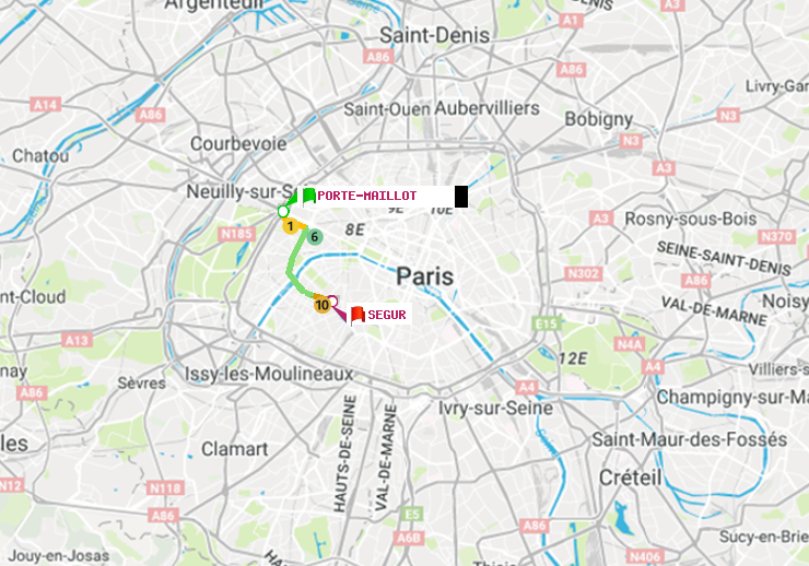 plan itinéraire ratp de Porte Maillot à Ségur