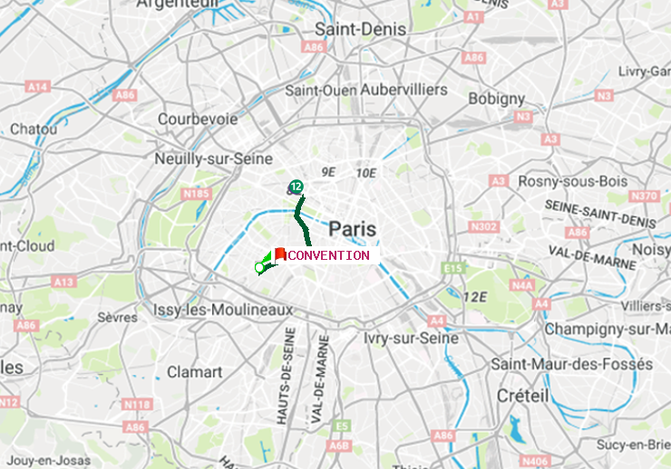 plan itinéraire ratp de Pyramides à Convention