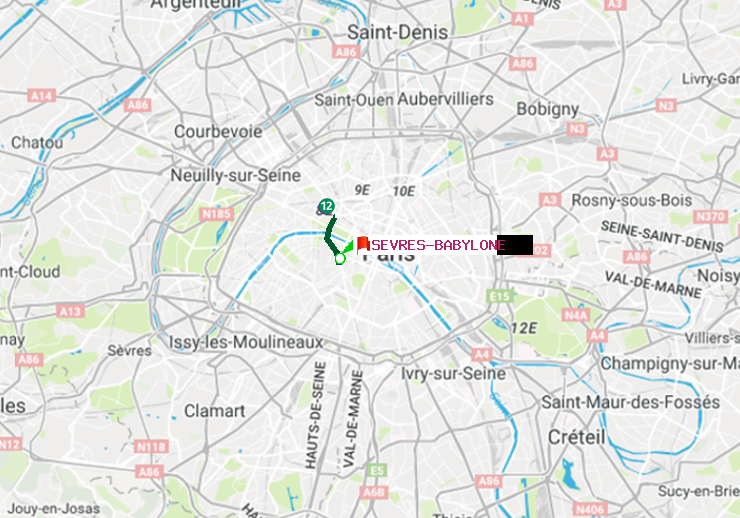 plan itinéraire ratp de Pyramides à Sèvres-Babylone