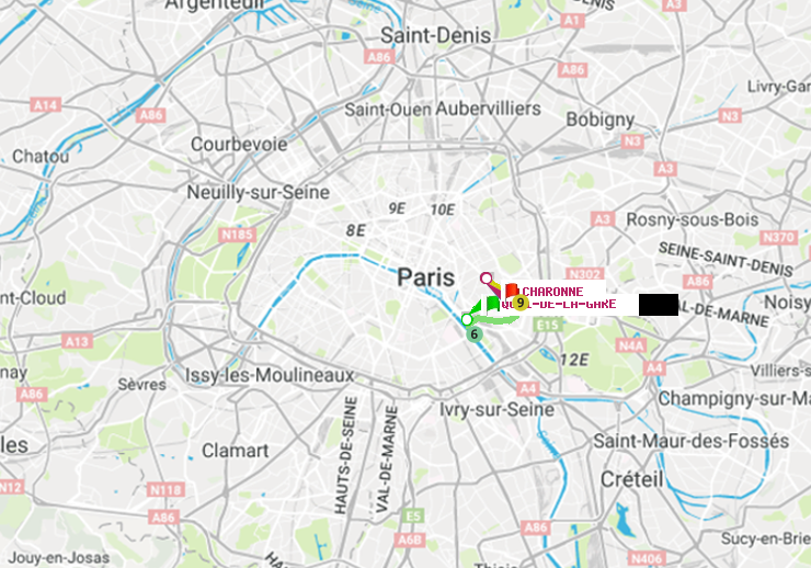 plan itinéraire ratp de Quai de la Gare à Charonne