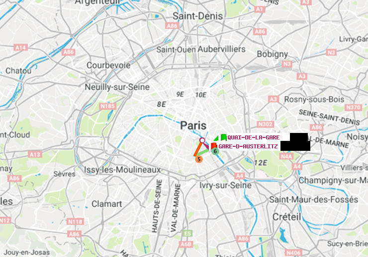 plan itinéraire ratp de Quai de la Gare à Gare d