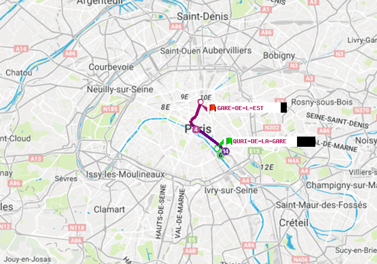plan itinéraire ratp de Quai de la Gare à Gare de l