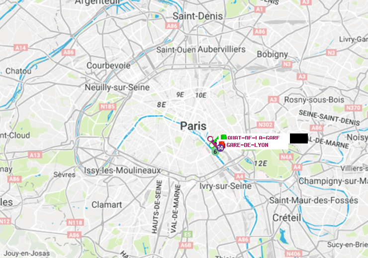 plan itinéraire ratp de Quai de la Gare à Gare de Lyon