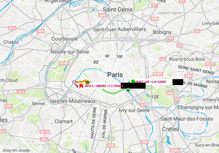 plan itinéraire ratp de Quai de la Gare à Javel-André-Citroen