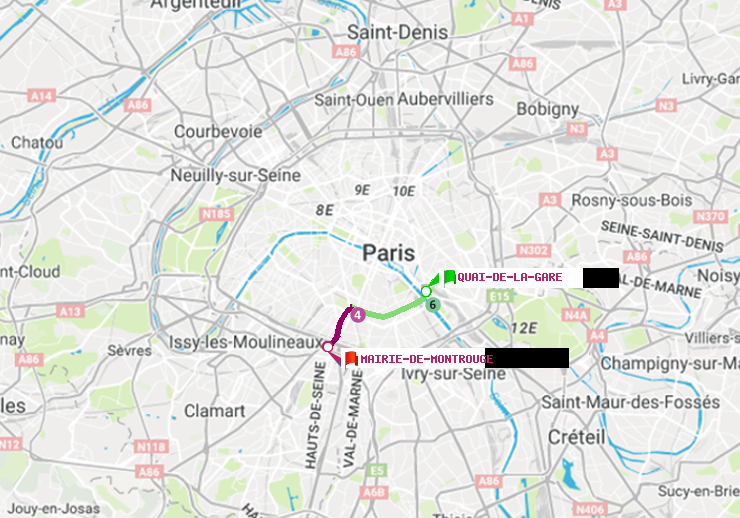 plan itinéraire ratp de Quai de la Gare à Mairie de Montrouge