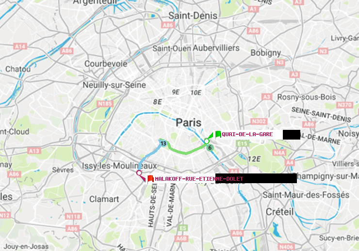plan itinéraire ratp de Quai de la Gare à Malakoff-Rue Etienne Dolet