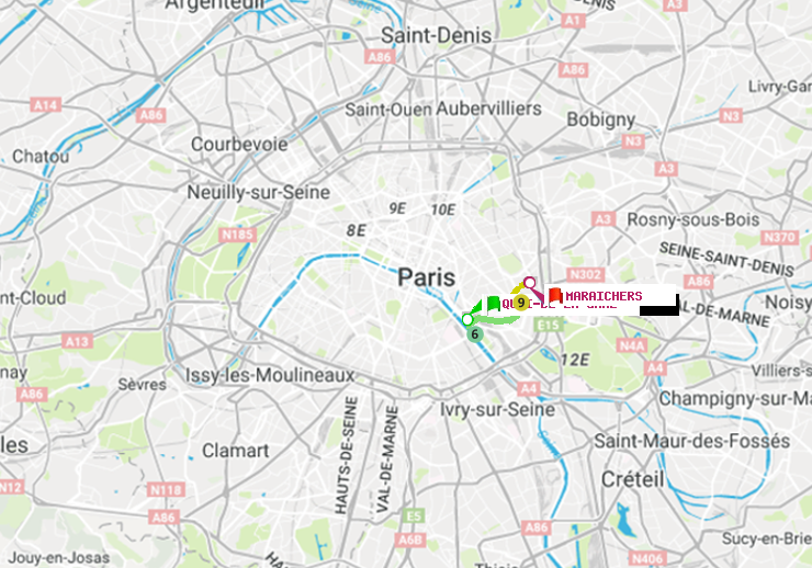 plan itinéraire ratp de Quai de la Gare à Maraichers