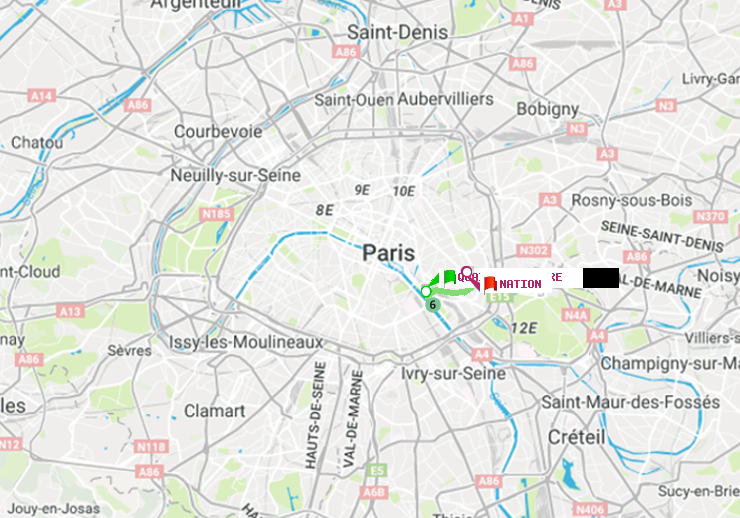 plan itinéraire ratp de Quai de la Gare à Nation