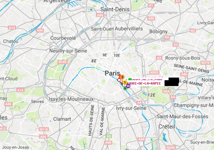 plan itinéraire ratp de Quai de la Gare à Quai de la Rapée
