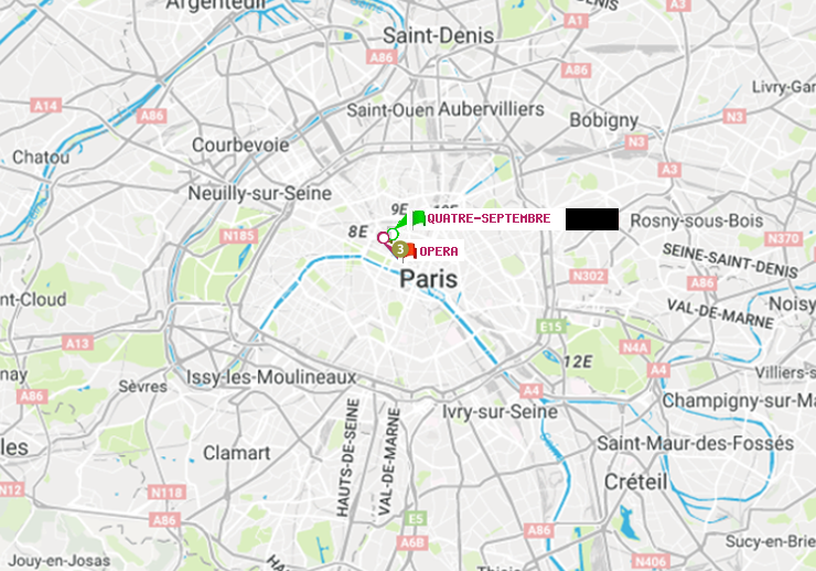 plan itinéraire ratp de Quatre Septembre à Opéra