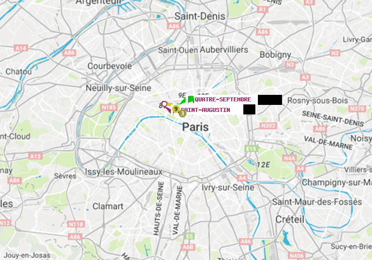 plan itinéraire ratp de Quatre Septembre à Saint-Augustin
