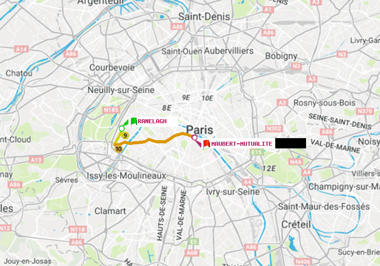 plan itinéraire ratp de Ranelagh à Maubert-Mutualité