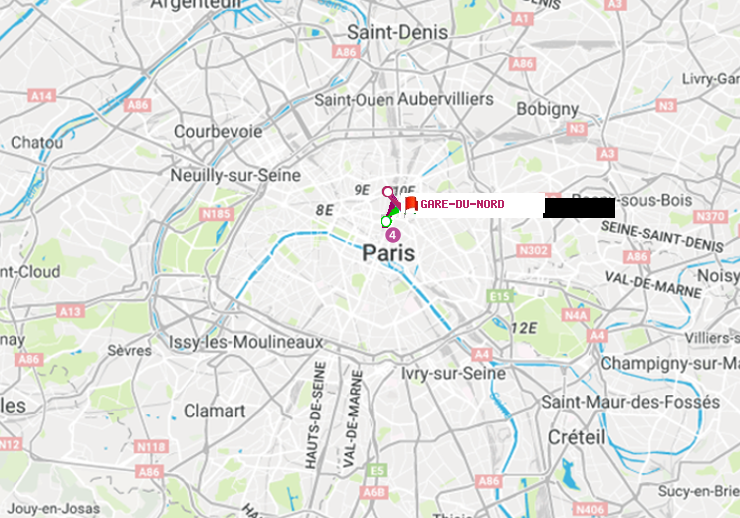 plan itinéraire ratp de Réaumur-Sébastopol à Gare du Nord