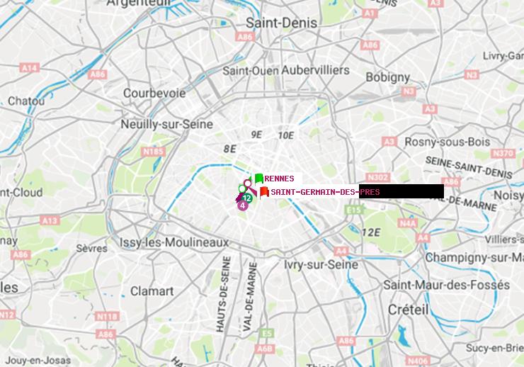 plan itinéraire ratp de Rennes à Saint-Germain des Prés