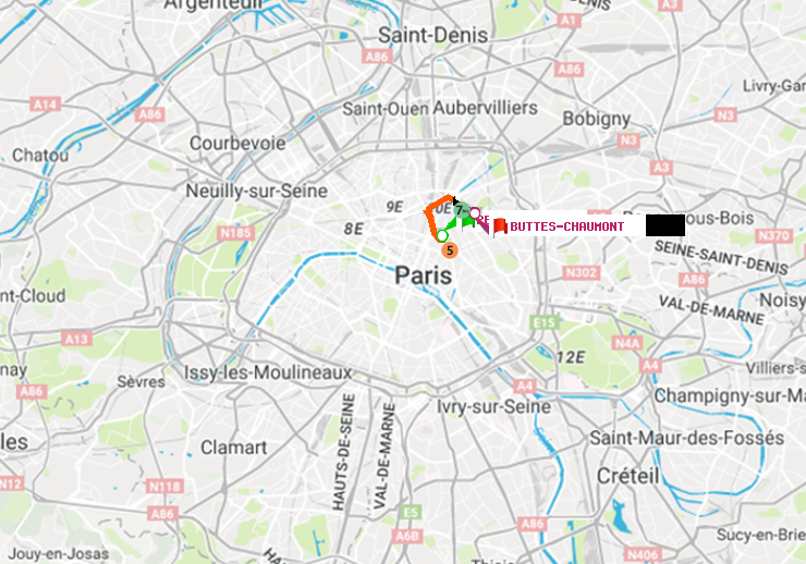 plan itinéraire ratp de République à Buttes-Chaumont