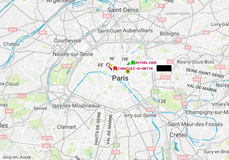 plan itinéraire ratp de République à Chaussée d