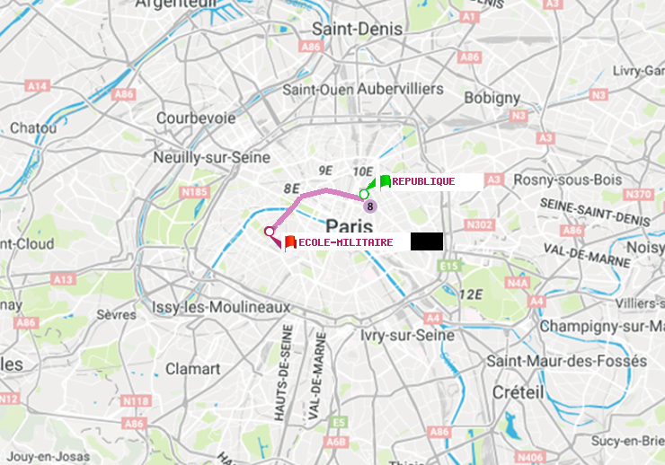 plan itinéraire ratp de République à Ecole Militaire
