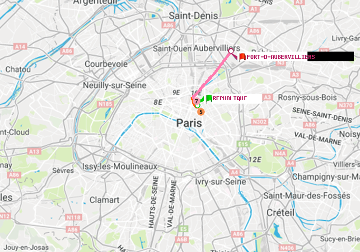 plan itinéraire ratp de République à Fort d