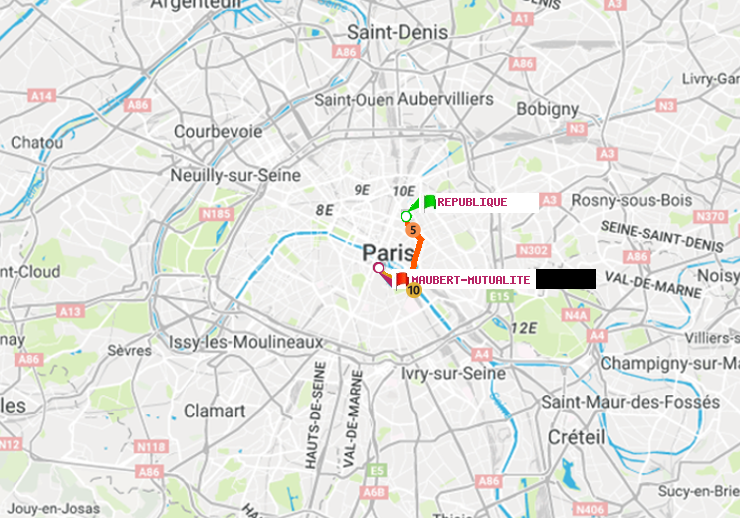 plan itinéraire ratp de République à Maubert-Mutualité