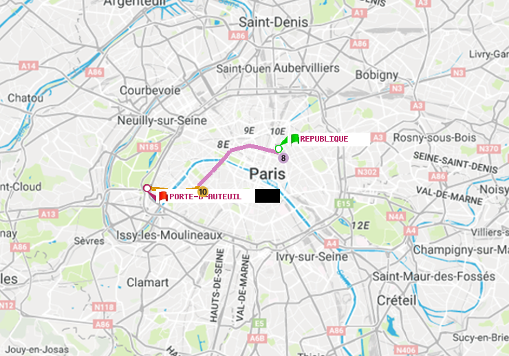 plan itinéraire ratp de République à Porte d