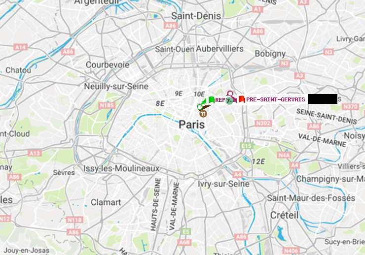 plan itinéraire ratp de République à Pré-Saint-Gervais