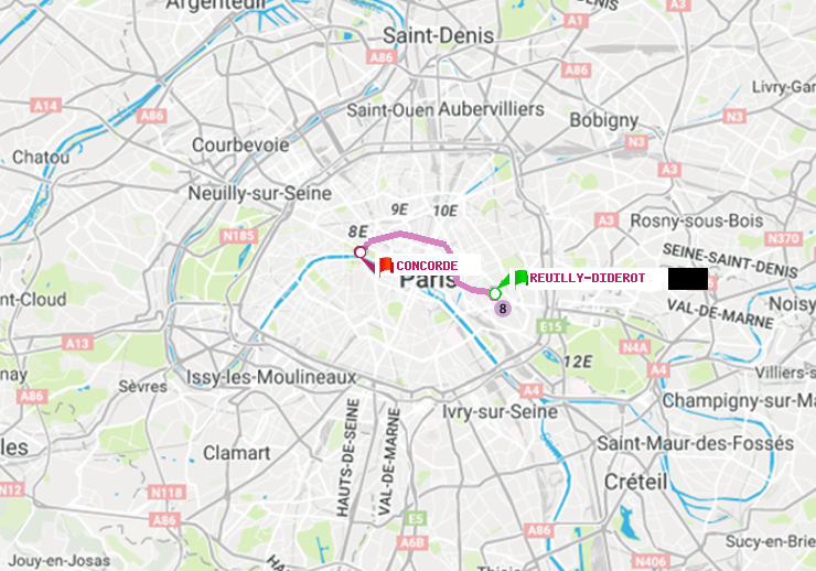 plan itinéraire ratp de Reuilly-Diderot à Concorde