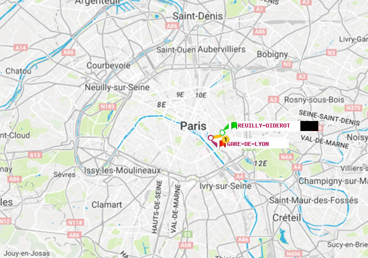 plan itinéraire ratp de Reuilly-Diderot à Gare de Lyon
