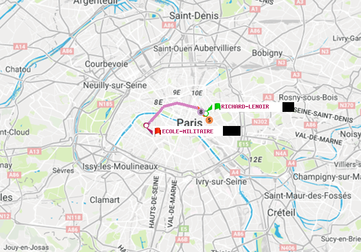 plan itinéraire ratp de Richard-Lenoir à Ecole Militaire