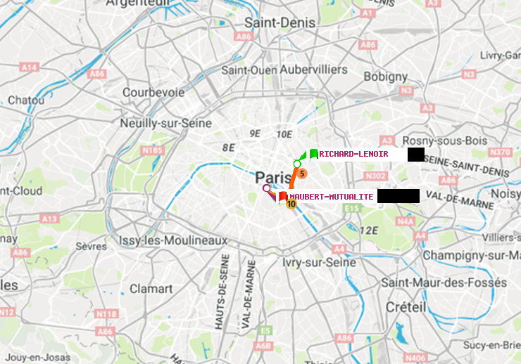 plan itinéraire ratp de Richard-Lenoir à Maubert-Mutualité