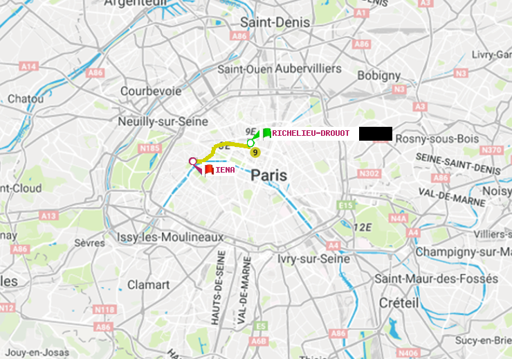 plan itinéraire ratp de Richelieu-Drouot à Iéna