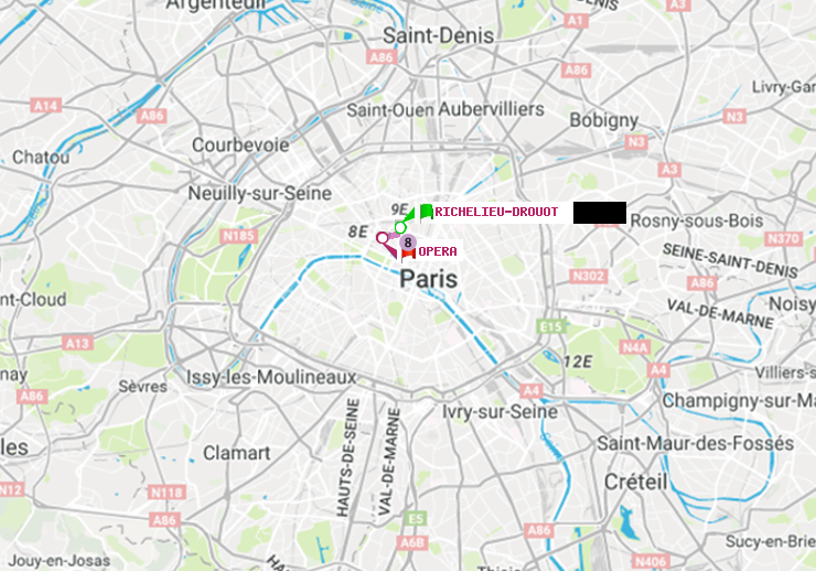 plan itinéraire ratp de Richelieu-Drouot à Opéra