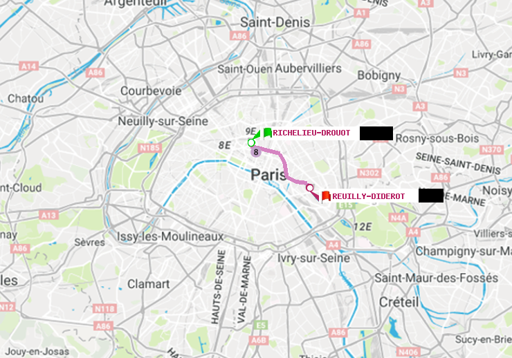 plan itinéraire ratp de Richelieu-Drouot à Reuilly-Diderot