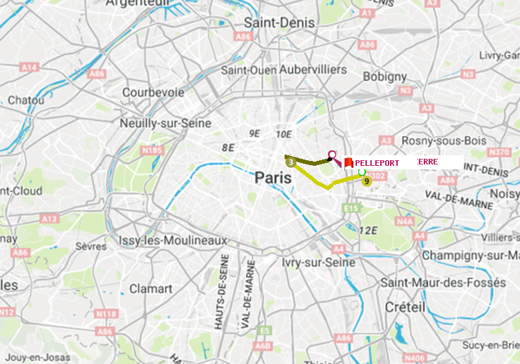 plan itinéraire ratp de Robespierre à Pelleport