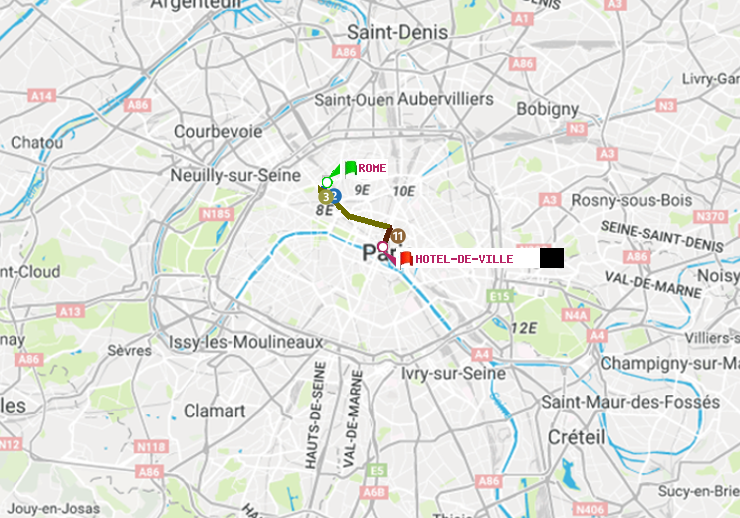 plan itinéraire ratp de Rome à Hôtel de Ville