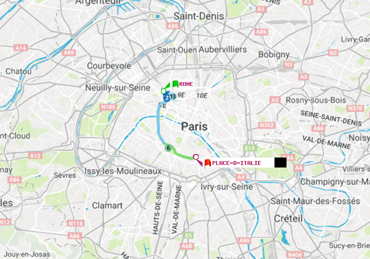 plan itinéraire ratp de Rome à Place d