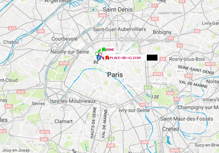 plan itinéraire ratp de Rome à Place de Clichy